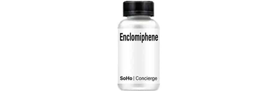 Bottle of Enclomiphene medication