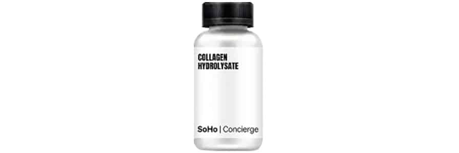 Bottle of collagen hydrolysate supplement