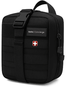 Black tactical storage bag with strap